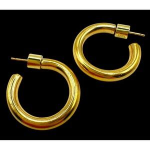 Jennifer Fisher Earrings Mini Hoops 1" Samira Gold Over Brass